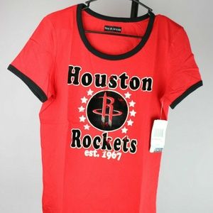 Tops - Houston Rockets Women's Baby Jersey Ringer T-Shirt Tops - Houston Rockets Women's Baby Jersey Ringer T-Shirt